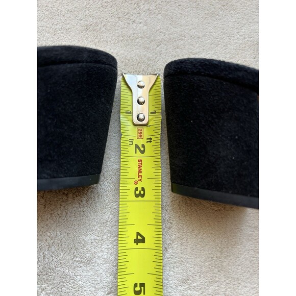 Bernardo Vamp Black Suede Block Heel Sandal Women 7 Open Toe Bow Minimalist - Picture 10 of 15